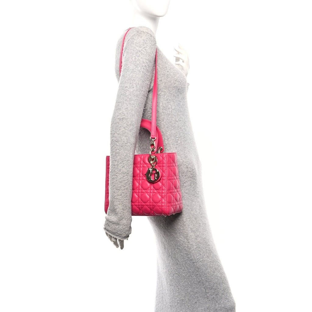 Lambskin Cannage Medium Lady Dior Pink wholesalehk.shop