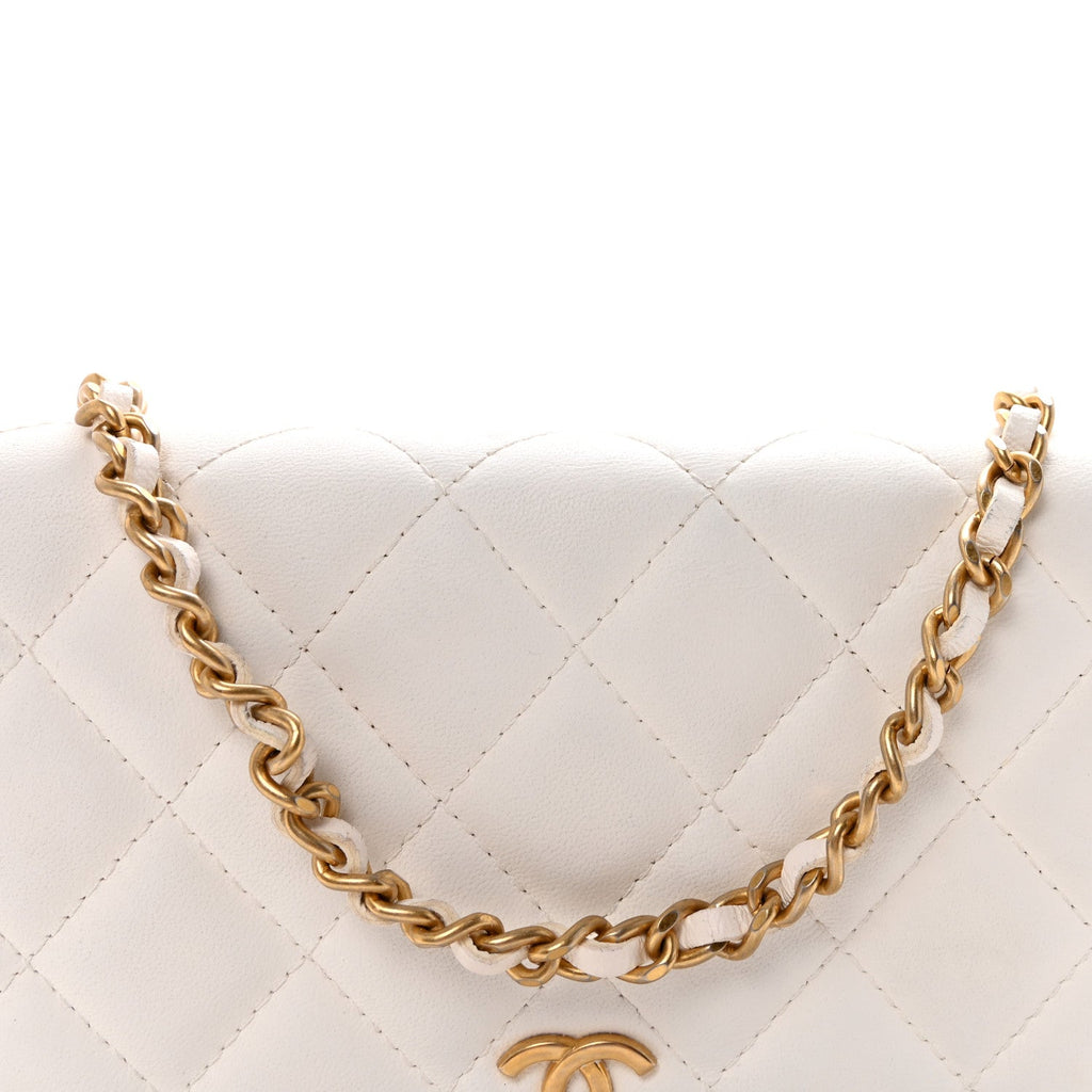 Lambskin Quilted Romance Wallet On Chain WOC White wholesalehk.shop