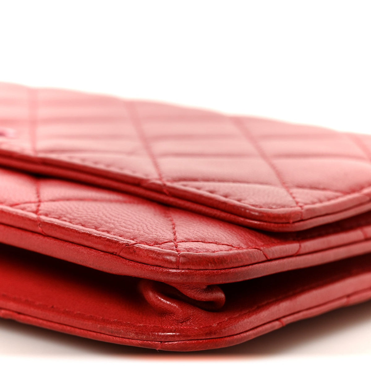 Lambskin Quilted Wallet On Chain WOC Red Pink wholesalehk.shop