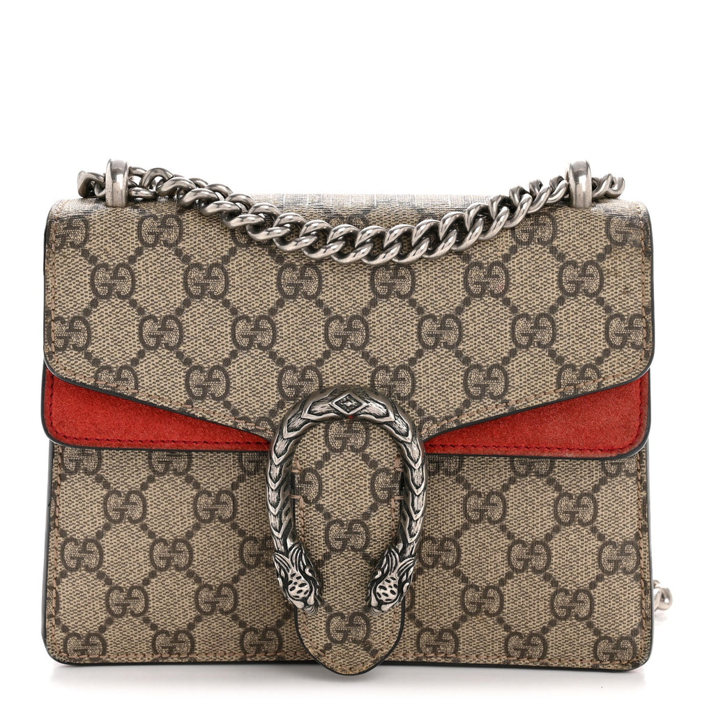 GG Supreme Monogram Suede Mini Dionysus Shoulder Bag Beige Ebony Vulcanic Red wholesalehk.shop