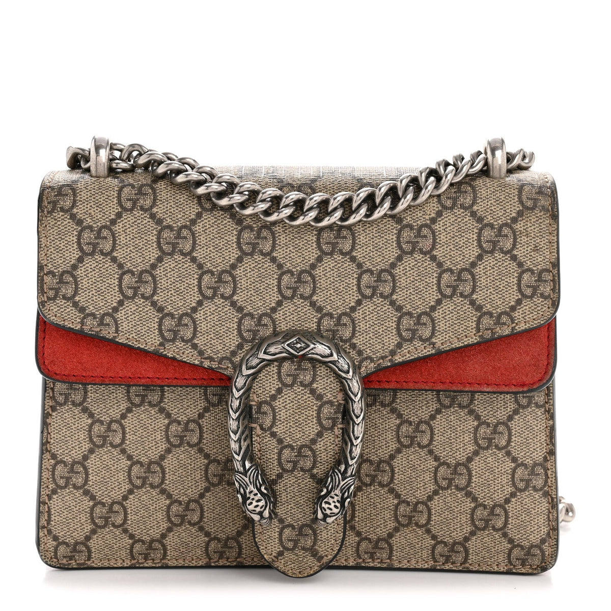 GG Supreme Monogram Suede Mini Dionysus Shoulder Bag Beige Ebony Vulcanic Red wholesalehk.shop