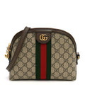 GG Supreme Monogram Textured Dollar Calfskin Web Small Ophidia Dome Shoulder Bag Beige Ebony New Acero wholesalehk.shop