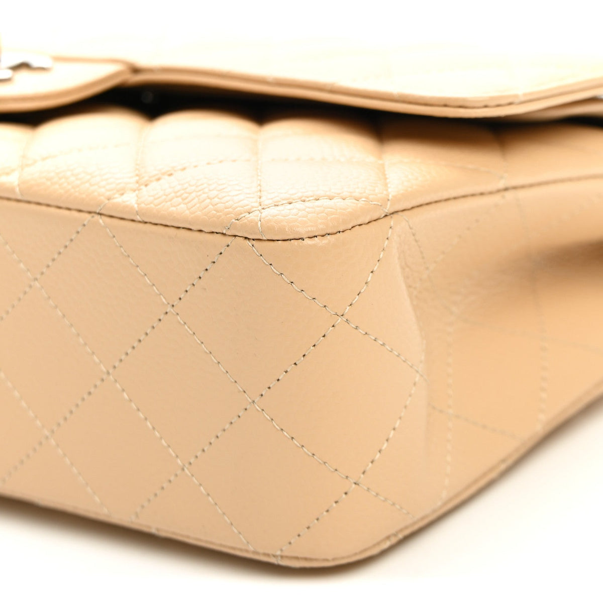 Caviar Quilted Medium Double Flap Beige wholesalehk.shop