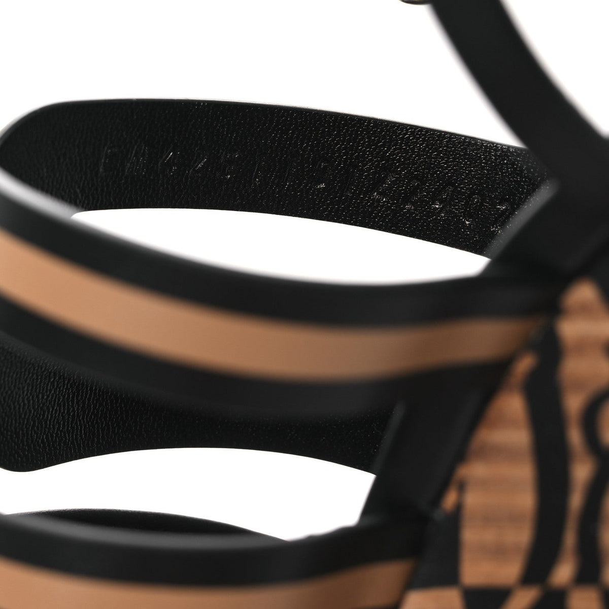Calfskin Klara 100 Wedge Sandals 35 Black Natural wholesalehk.shop