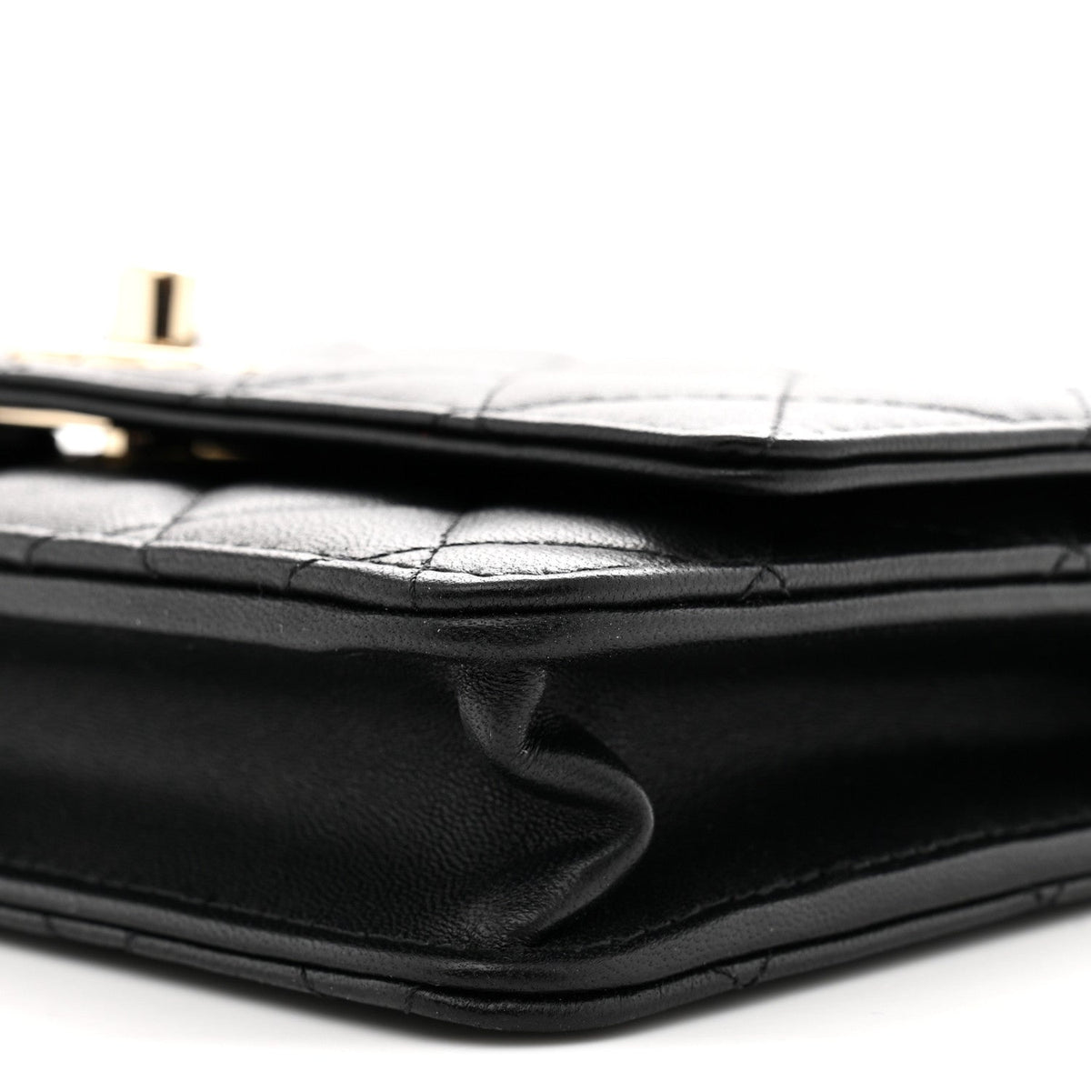 Lambskin Quilted Trendy CC Wallet On Chain WOC Black wholesalehk.shop