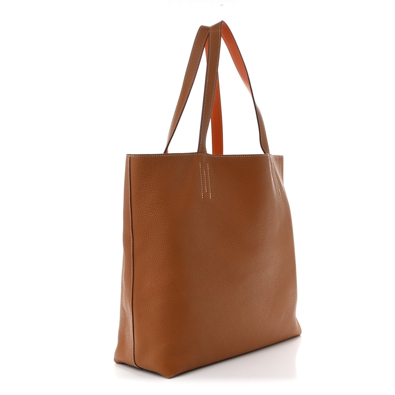 Taurillon Clemence Double Sens 45 Reversible Tote Orange Gold £¨ Direct shipment via from wholesalehk.shop