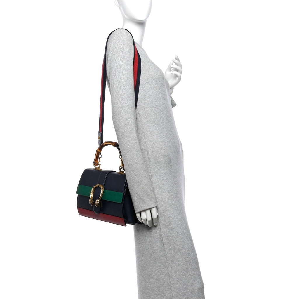 Moon Calfskin Bamboo Web Medium Dionysus Top Handle Bag Blue Emerald Hibiscus Red wholesalehk.shop