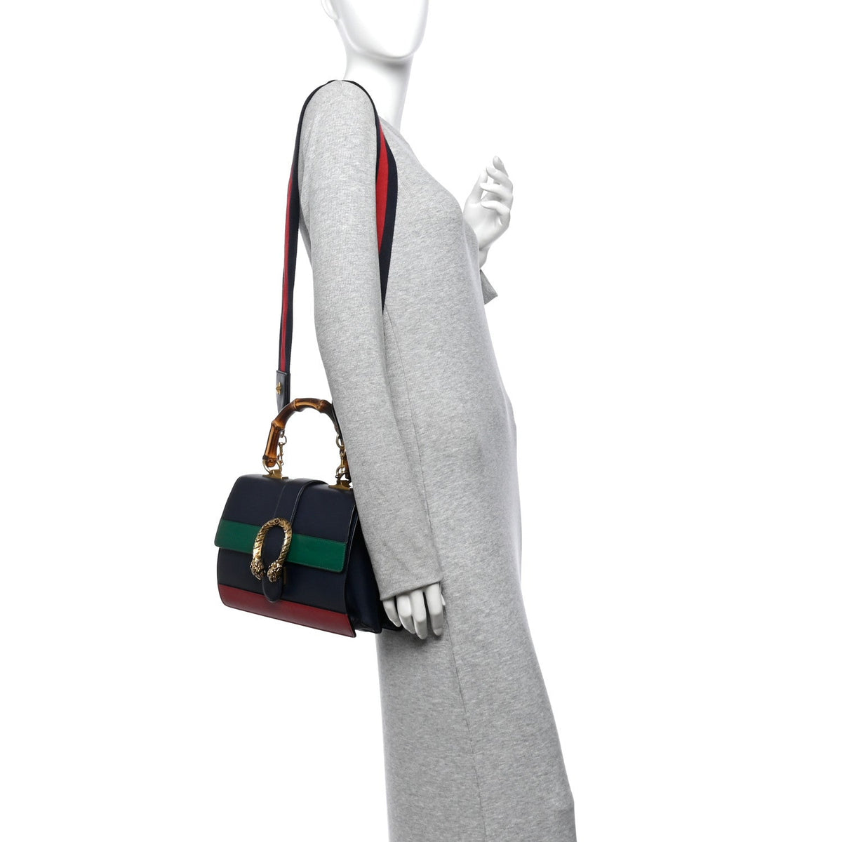 Moon Calfskin Bamboo Web Medium Dionysus Top Handle Bag Blue Emerald Hibiscus Red wholesalehk.shop