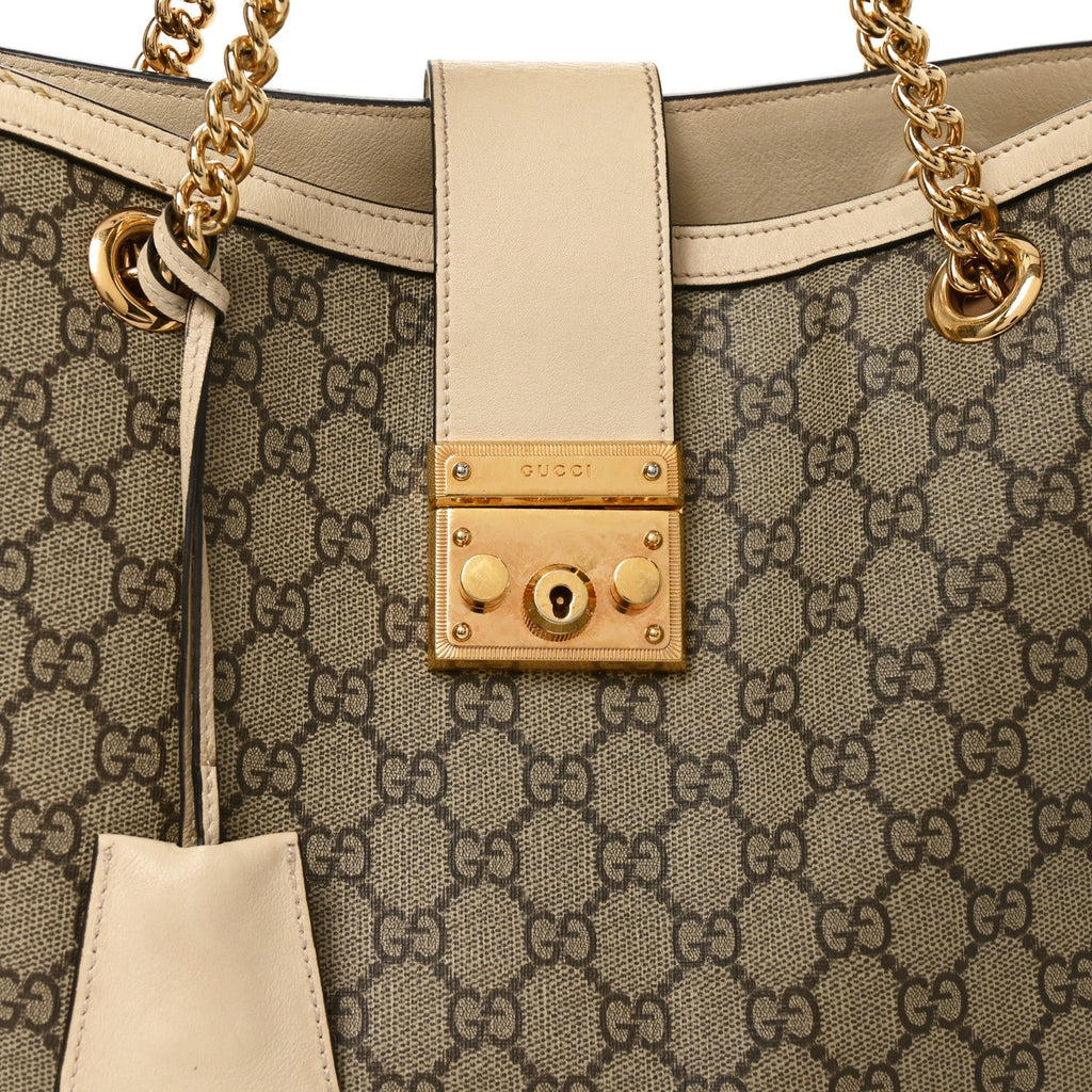 GG Supreme Monogram Medium Padlock Tote White £¨ Direct shipment via from wholesalehk.shop