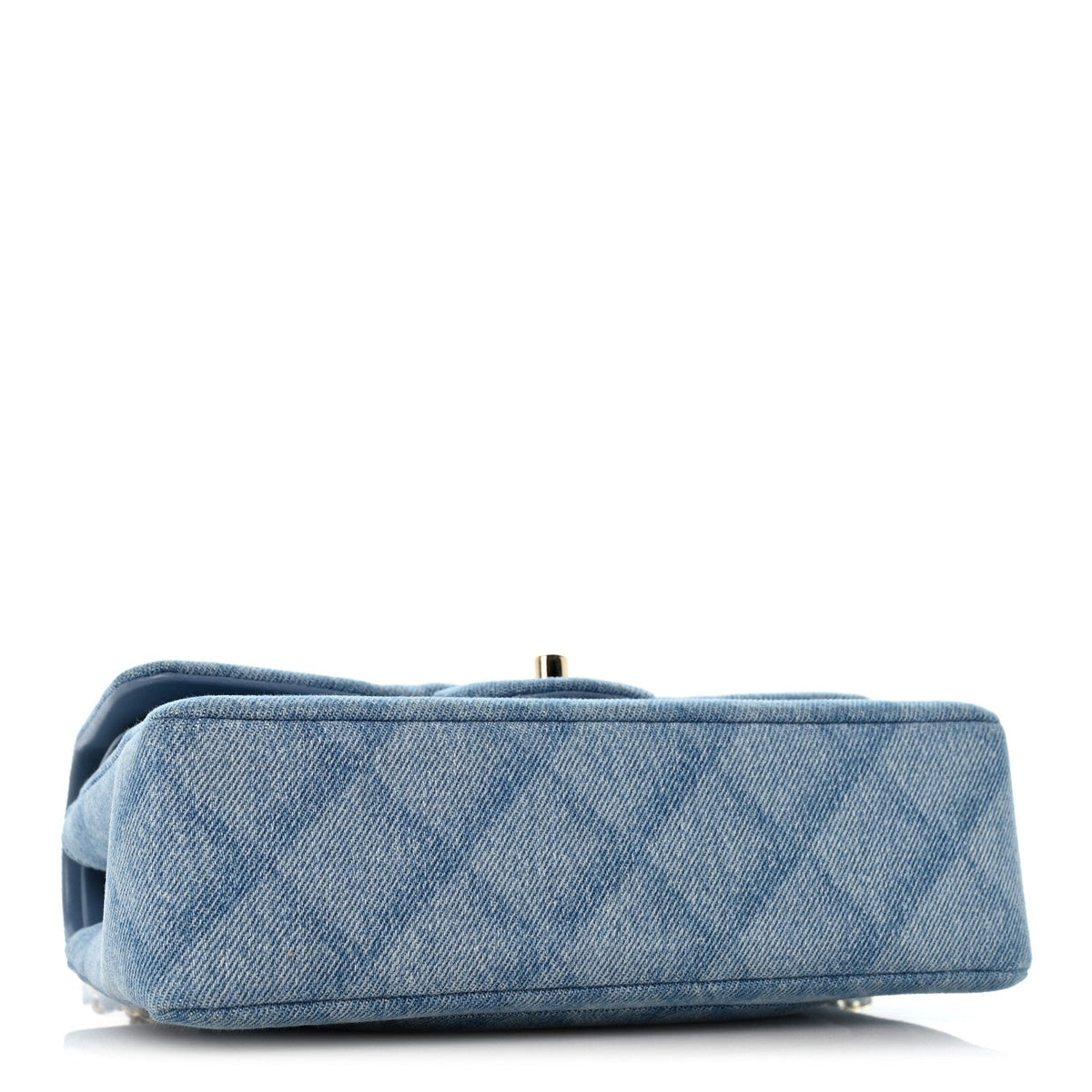 Printed Denim Quilted Small Double Flap Light Blue wholesalehk.shop