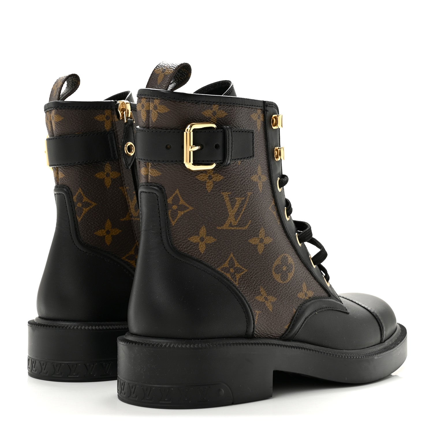 Calfskin Monogram Citizen Flat Ranger Boots 37.5 Cacao Brown Black £¨ Direct shipment via from wholesalehk.shop