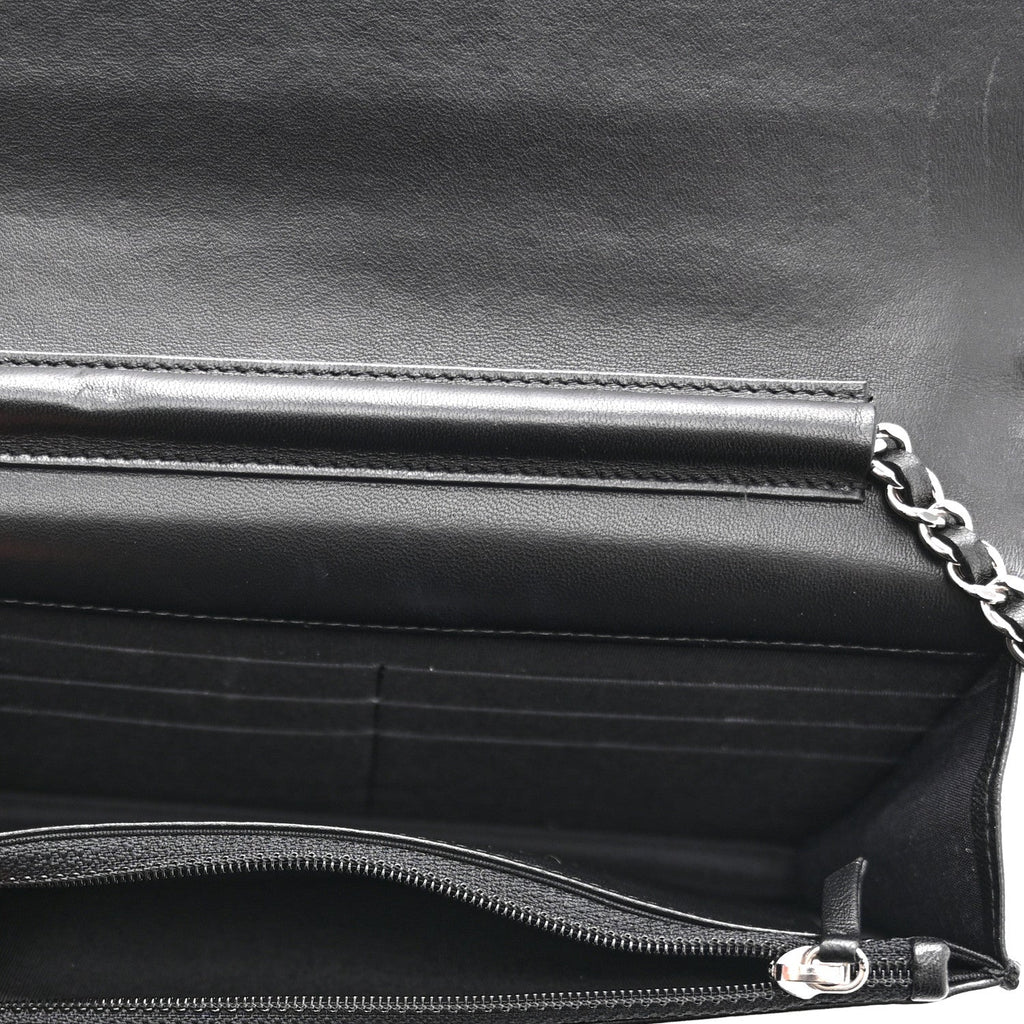 Printed Lambskin Airlines Wallet On Chain WOC White Blue Black wholesalehk.shop