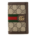 GG Supreme Monogram Web Ophidia Card Case Beige Ebony Electric Green wholesalehk.shop