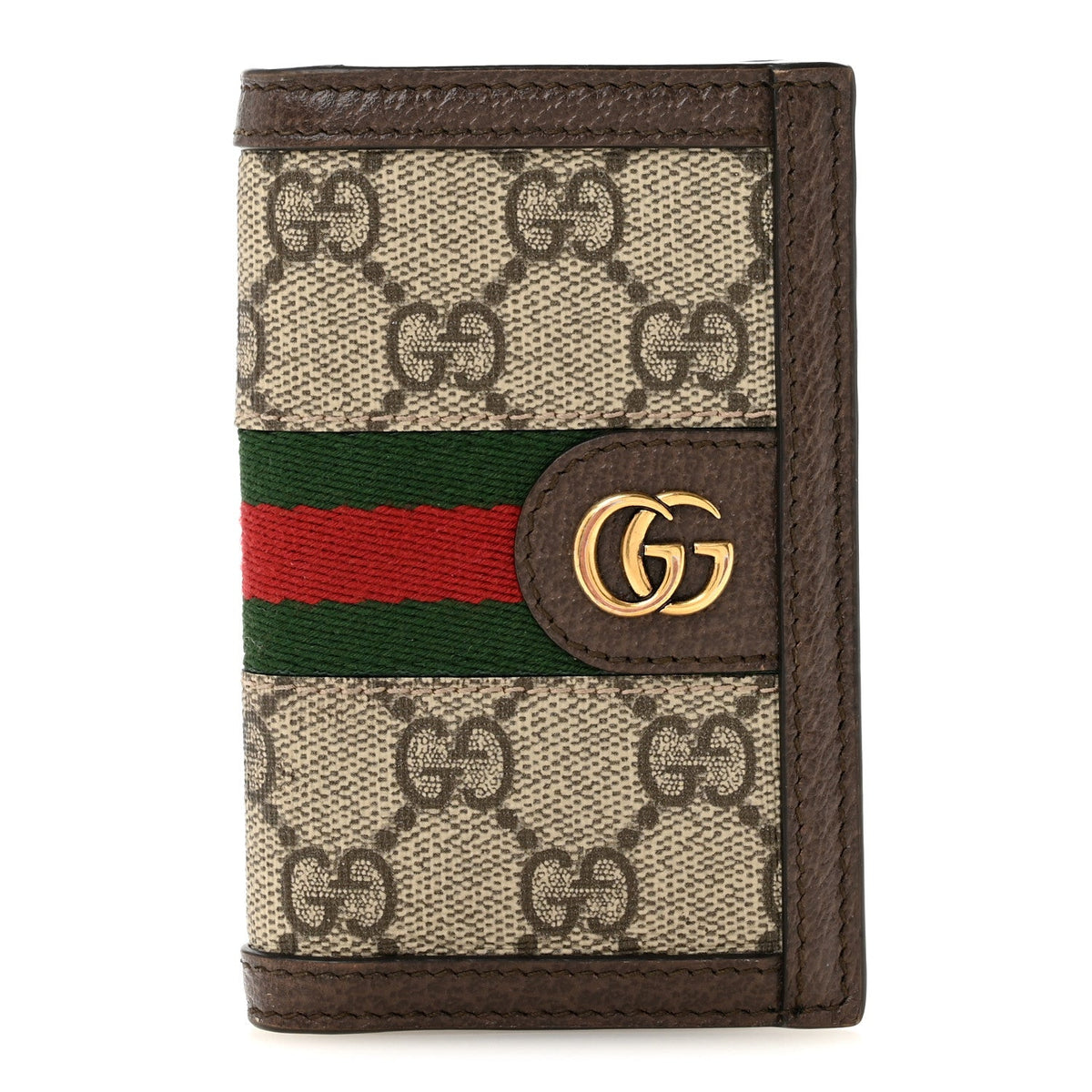 GG Supreme Monogram Web Ophidia Card Case Beige Ebony Electric Green wholesalehk.shop
