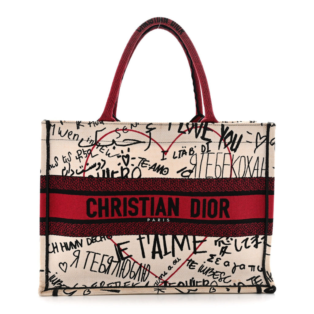Canvas Embroidered Medium Dioramour Graffiti Book Tote Latte Multicolor £¨ Direct shipment via from wholesalehk.shop