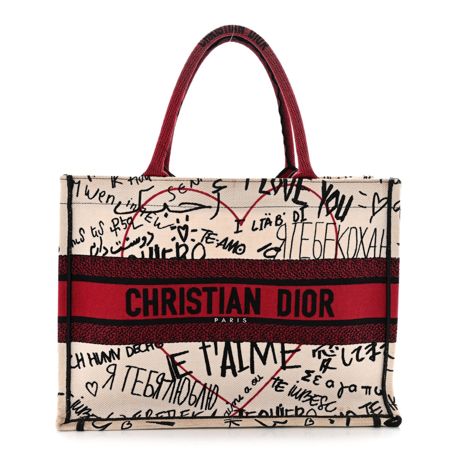 Canvas Embroidered Medium Dioramour Graffiti Book Tote Latte Multicolor £¨ Direct shipment via from wholesalehk.shop