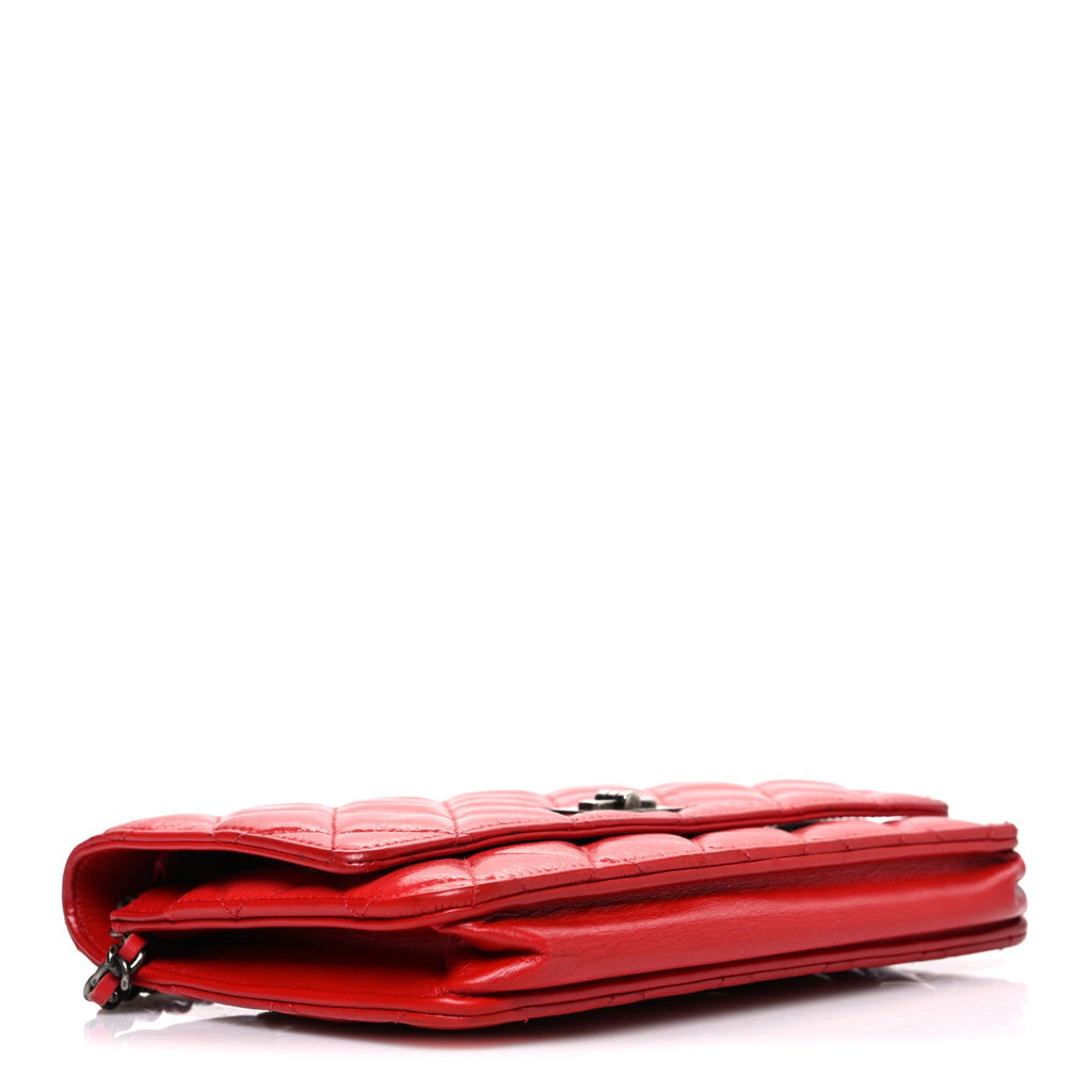 Glazed Calfskin Quilted Reissue Wallet On Chain WOC Red wholesalehk.shop