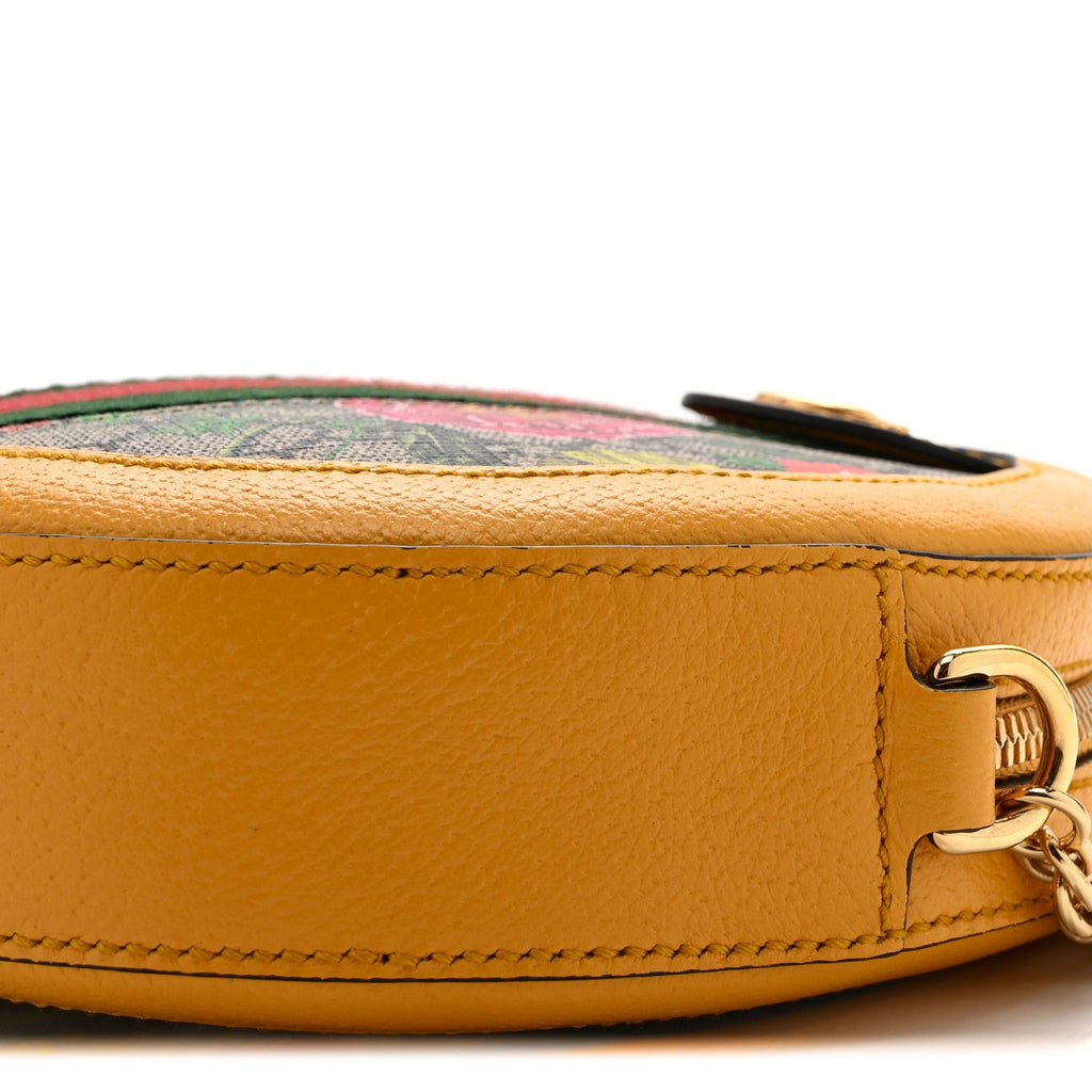 GG Supreme Monogram Flora Web Mini Ophidia Round Shoulder Bag Beige Multicolor Crop wholesalehk.shop