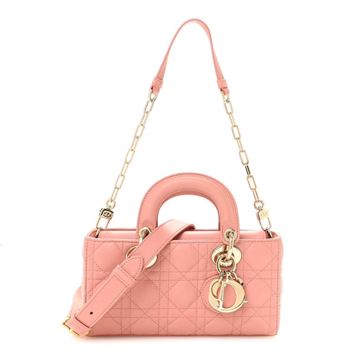 Lambskin Cannage Small Lady D-Joy Light Pink wholesalehk.shop