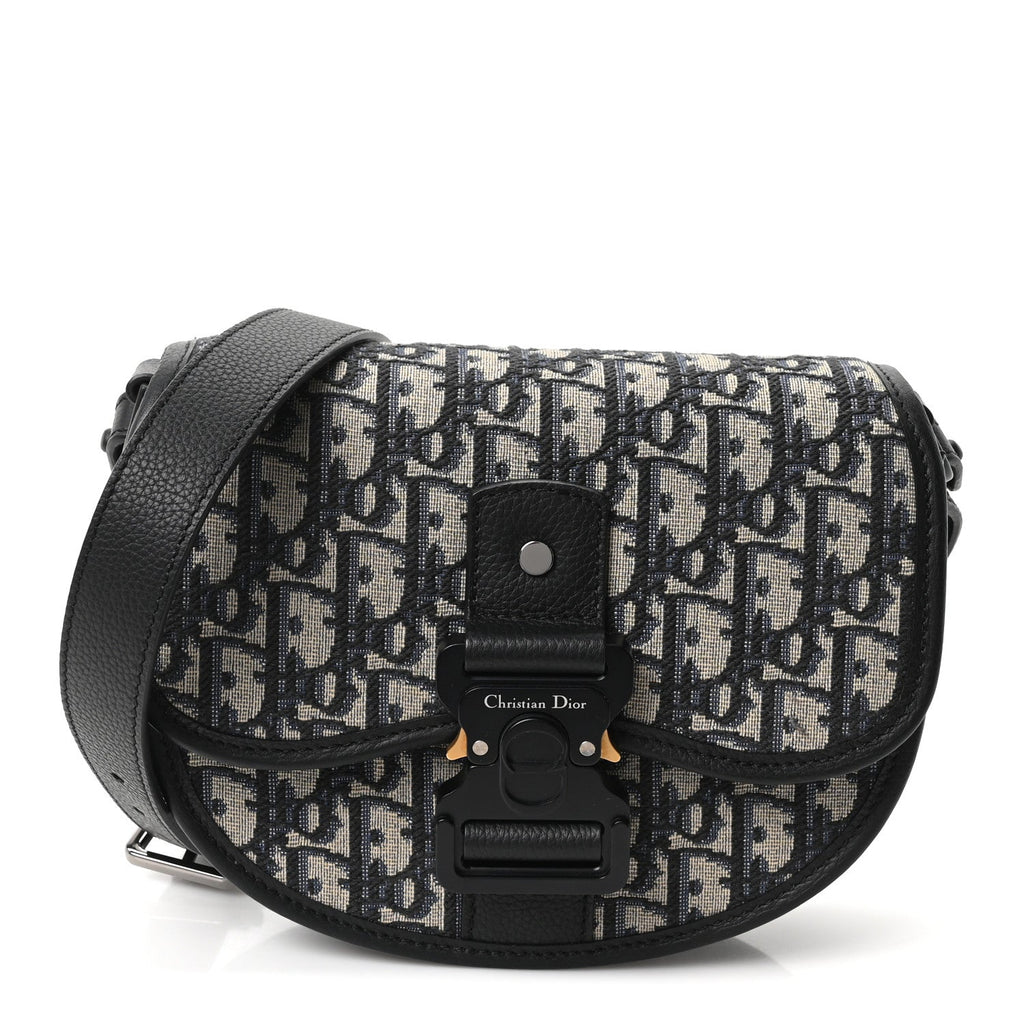 Oblique Grained Calfskin Mini Gallop Bag With Strap Black Beige wholesalehk.shop