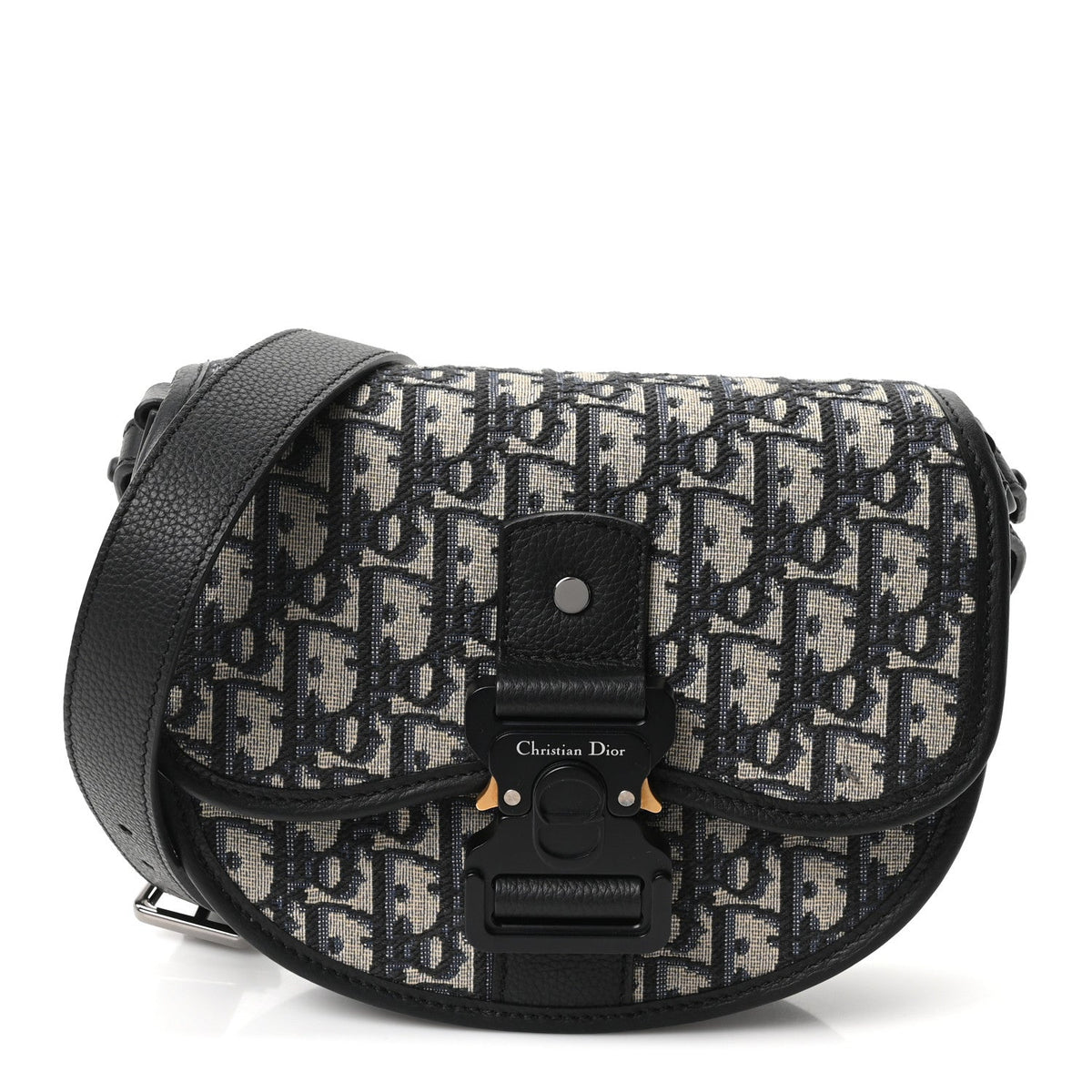 Oblique Grained Calfskin Mini Gallop Bag With Strap Black Beige wholesalehk.shop