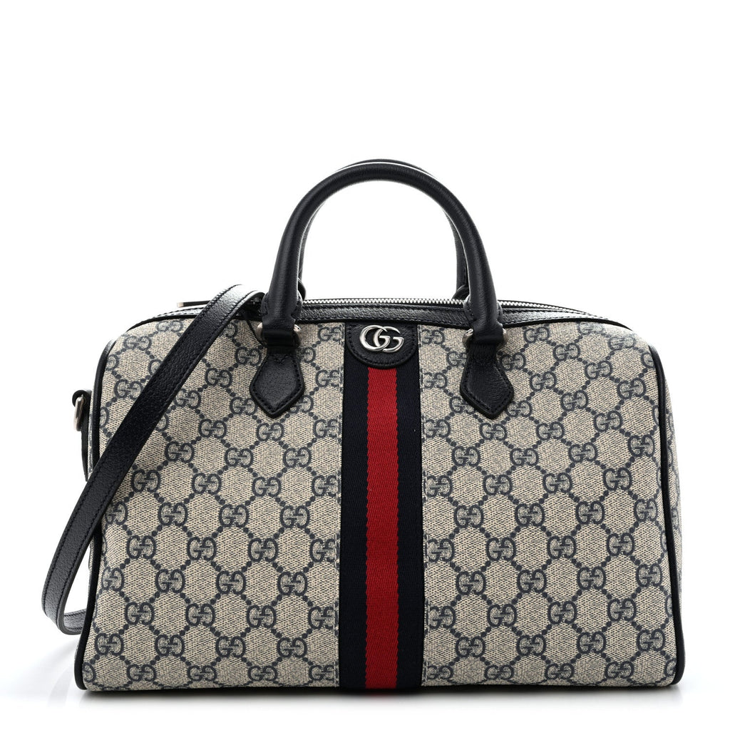 GG Supreme Monogram Web Medium Ophidia Top Handle Bag Beige Blue wholesalehk.shop