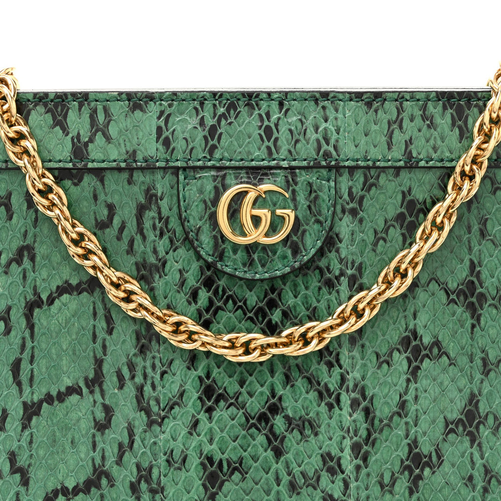 Snakeskin GG Small Ophidia Chain Shoulder Bag Green wholesalehk.shop