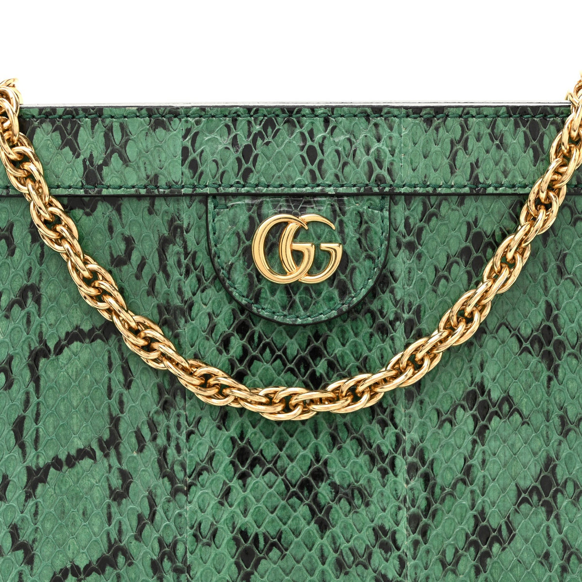 Snakeskin GG Small Ophidia Chain Shoulder Bag Green wholesalehk.shop
