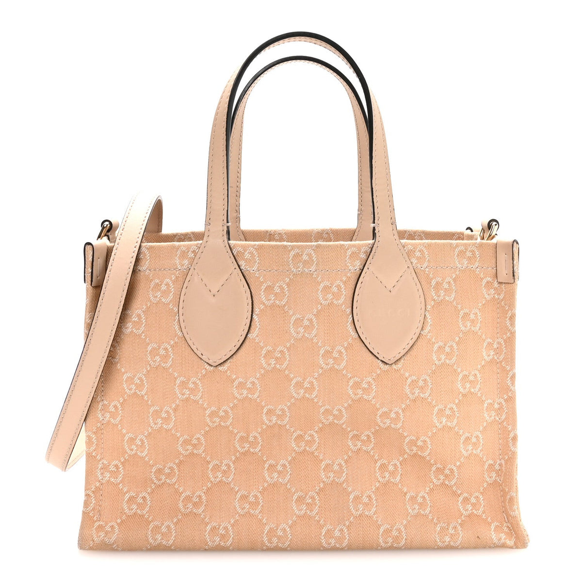 Denim Ophidia GG Monogram Tote Medium Light Beige wholesalehk.shop