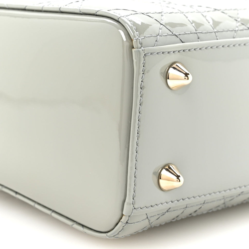 Patent Cannage Small Lady Dior Grey wholesalehk.shop
