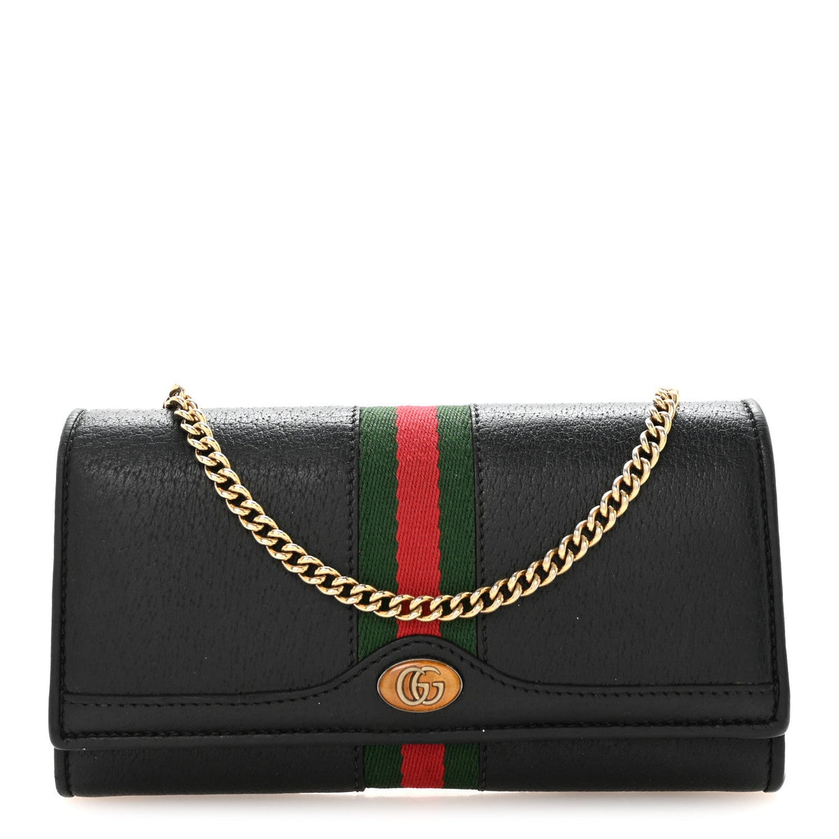 Dollar Calfskin Web Ophidia Wallet On Chain Black wholesalehk.shop