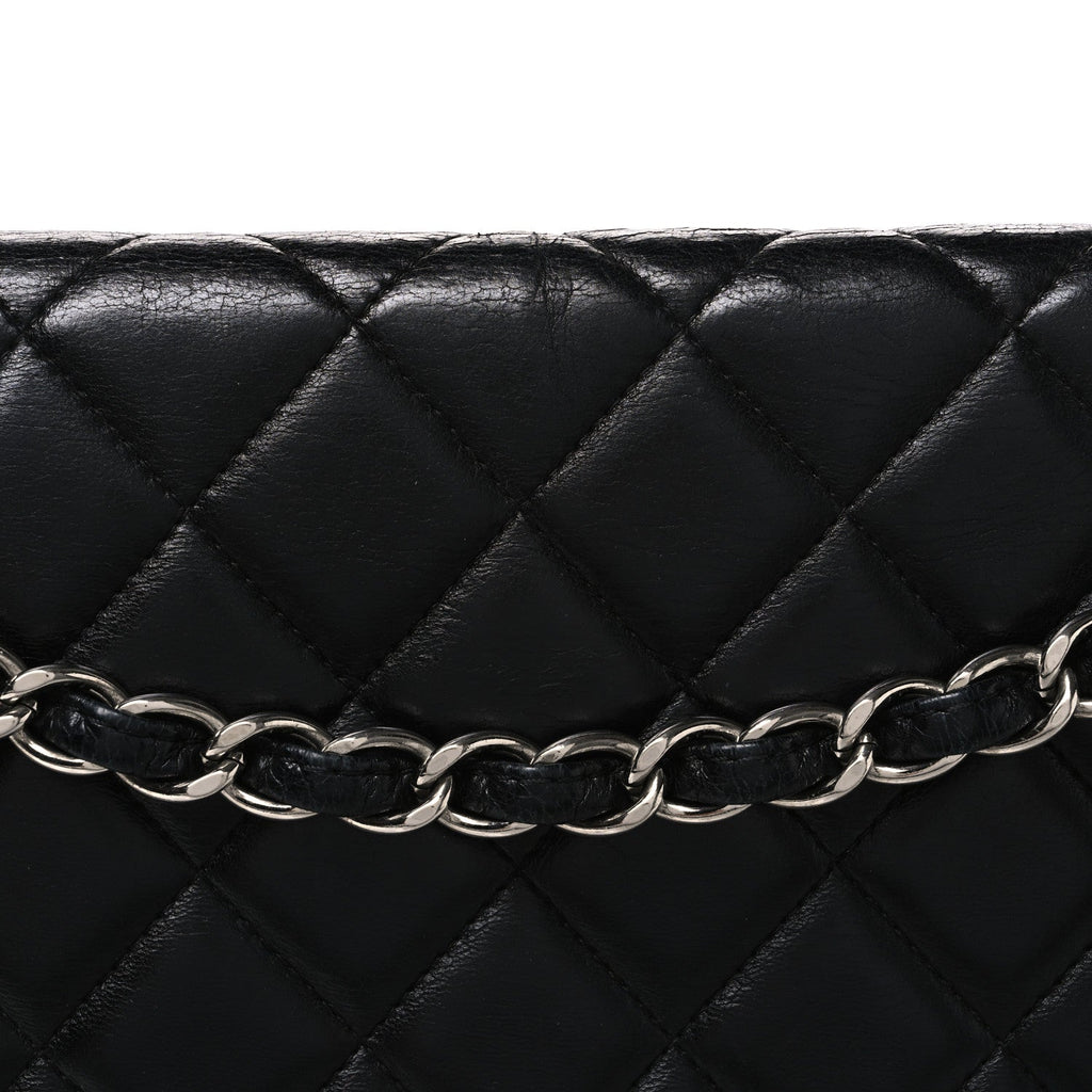 Lambskin Quilted Maxi Double Flap Black wholesalehk.shop