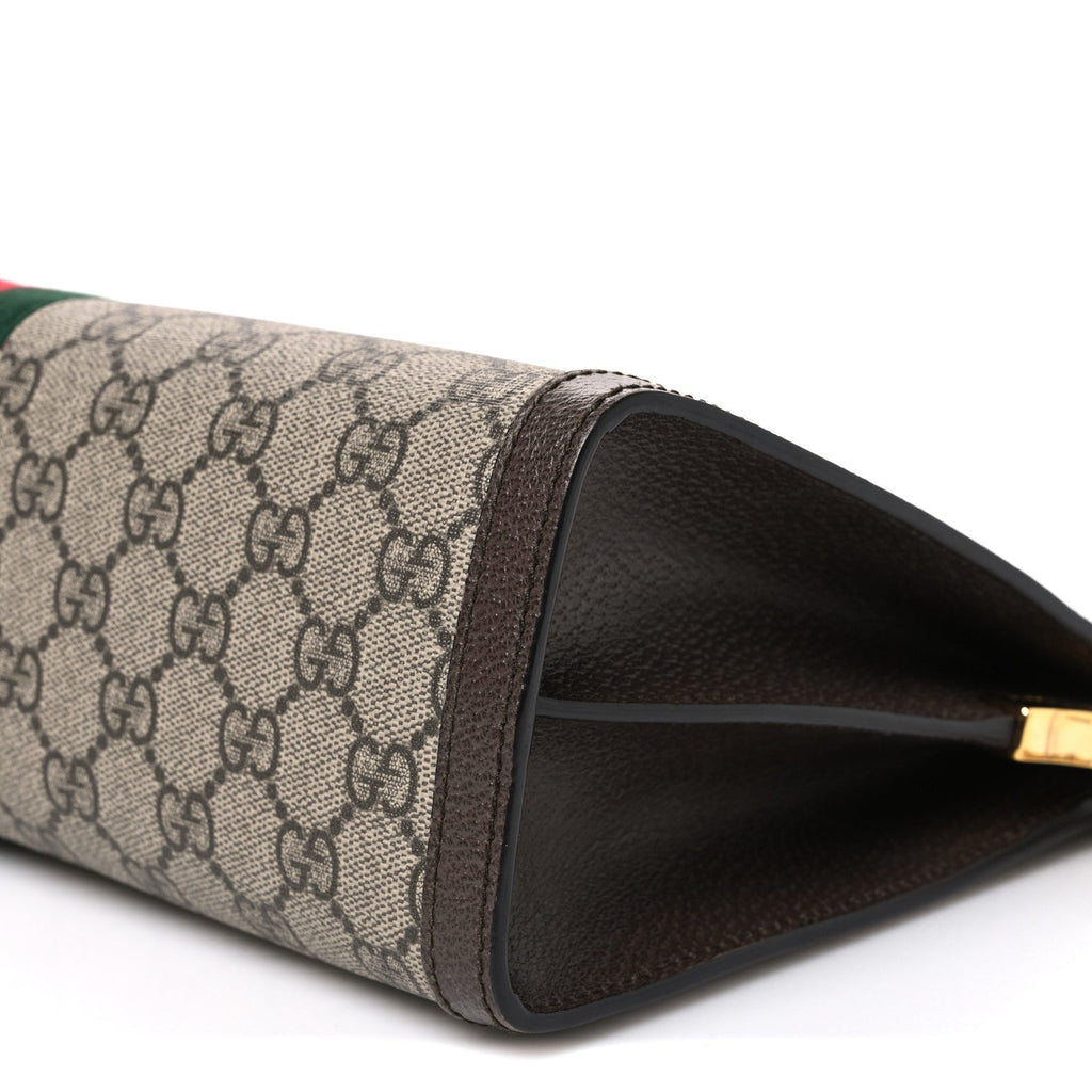 GG Supreme Monogram Web Medium Ophidia Chain Shoulder Bag Brown wholesalehk.shop