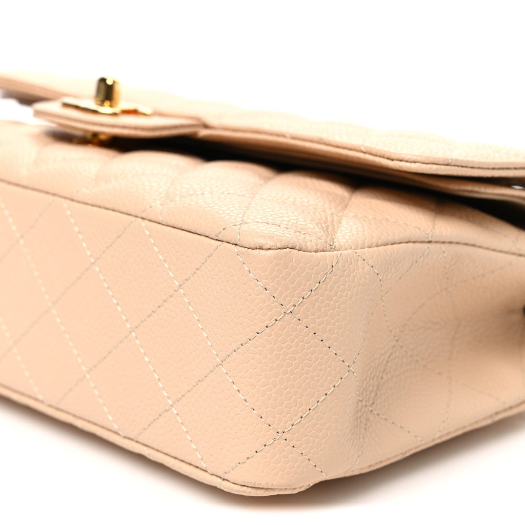 Caviar Quilted Medium Double Flap Beige Beige Clair wholesalehk.shop