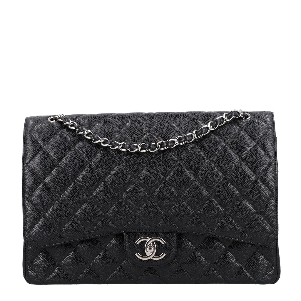 Caviar Quilted Maxi Double Flap Black wholesalehk.shop