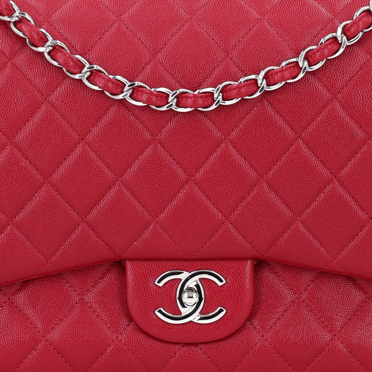 Caviar Quilted Maxi Double Flap Dark Red wholesalehk.shop