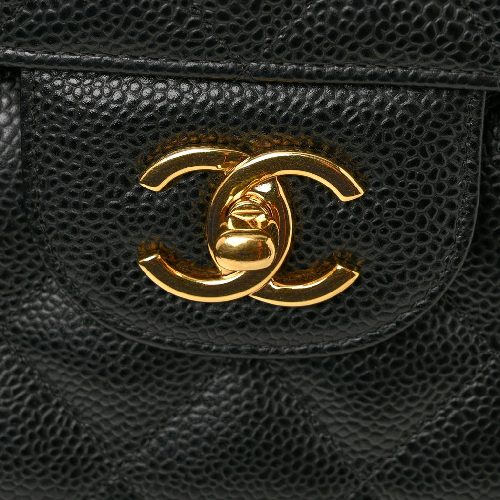 Caviar Quilted Jumbo Double Flap Black wholesalehk.shop