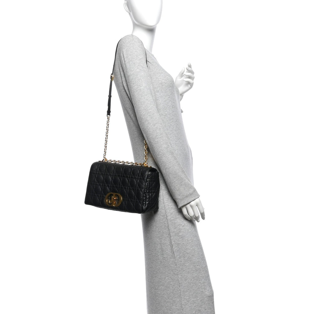 Grained Calfskin Cannage Large Caro Bag Black wholesalehk.shop