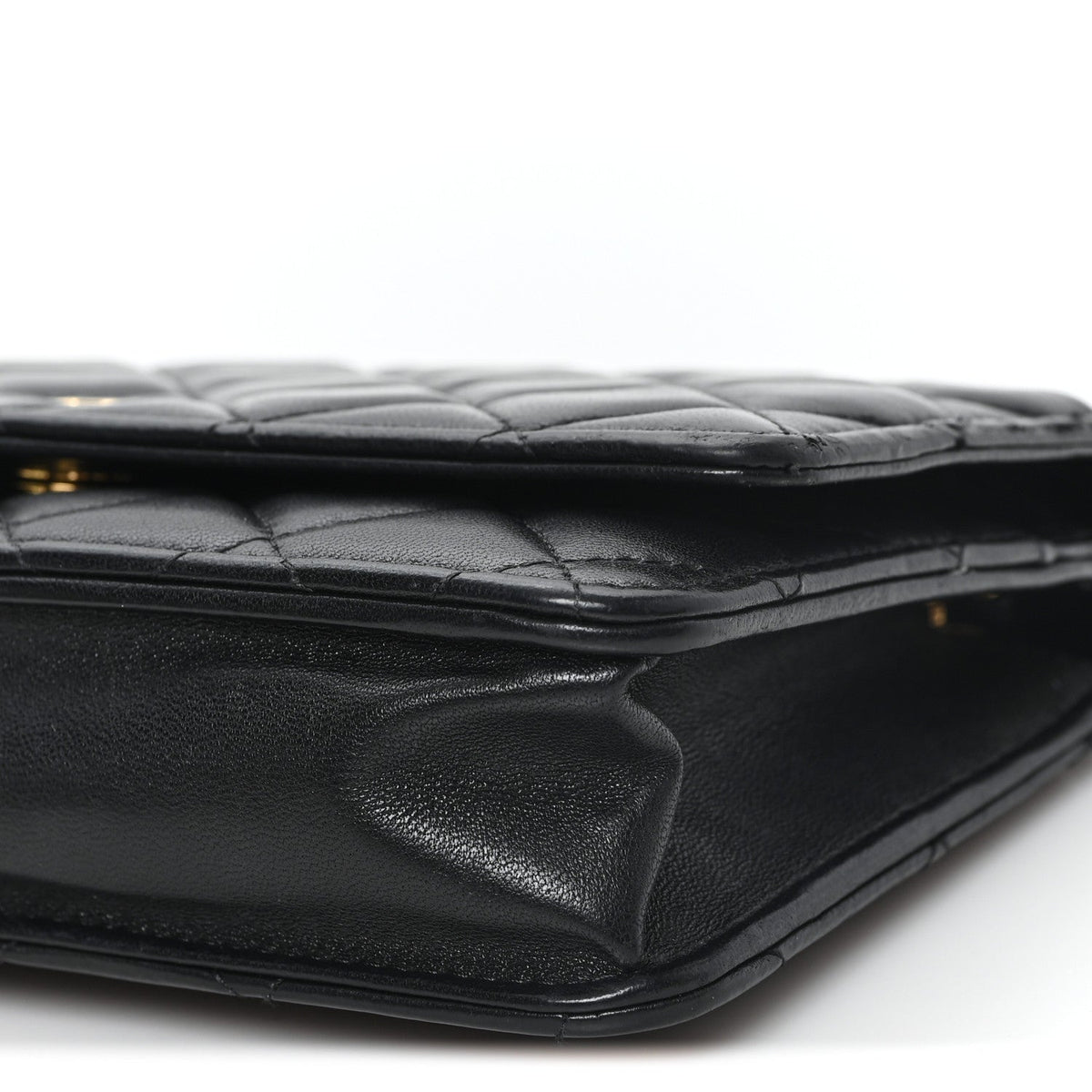 Lambskin Quilted Wallet On Chain WOC Black wholesalehk.shop
