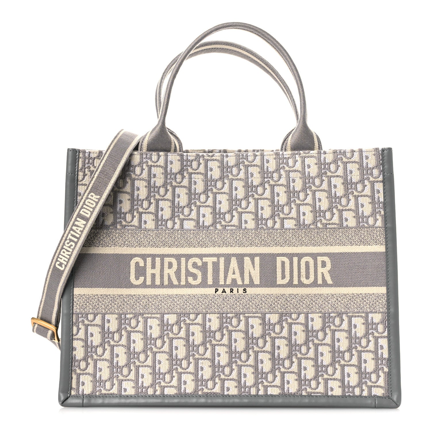 Oblique Chambray Calfskin Medium Book Tote With Strap Grey Latte £¨ Direct shipment via from wholesalehk.shop