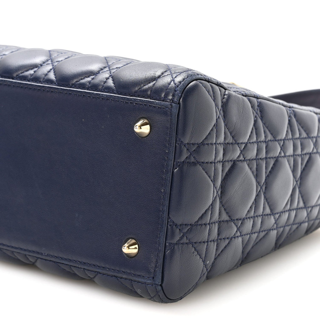 Lambskin Cannage Medium Lady Dior Navy Blue wholesalehk.shop