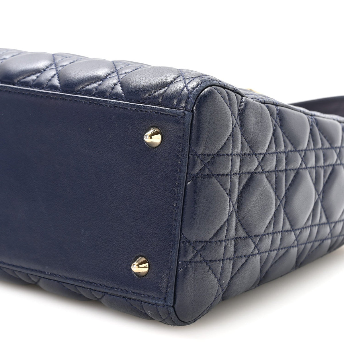 Lambskin Cannage Medium Lady Dior Navy Blue wholesalehk.shop