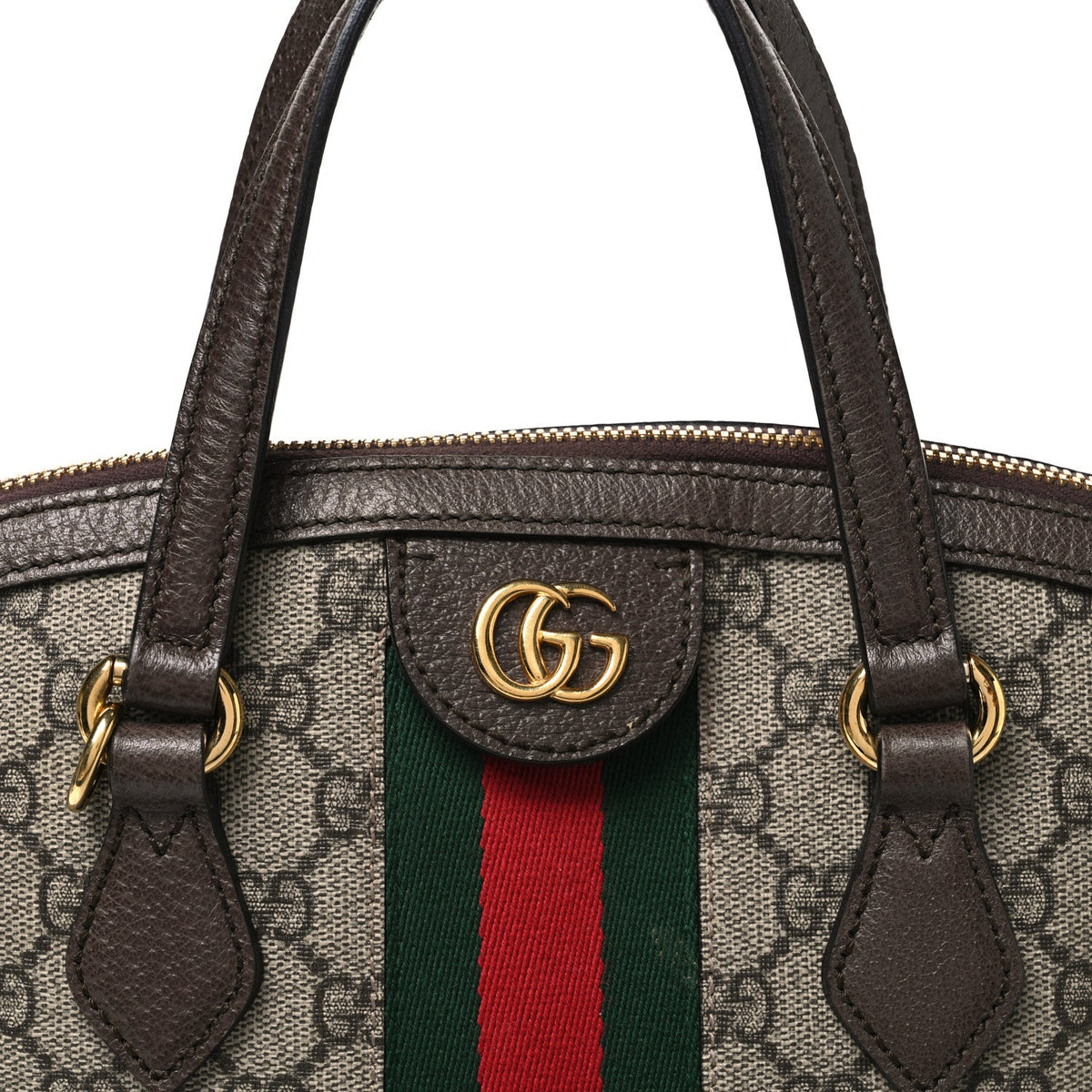 GG Supreme Monogram Web Medium Ophidia Top Handle Dome Bag Brown wholesalehk.shop