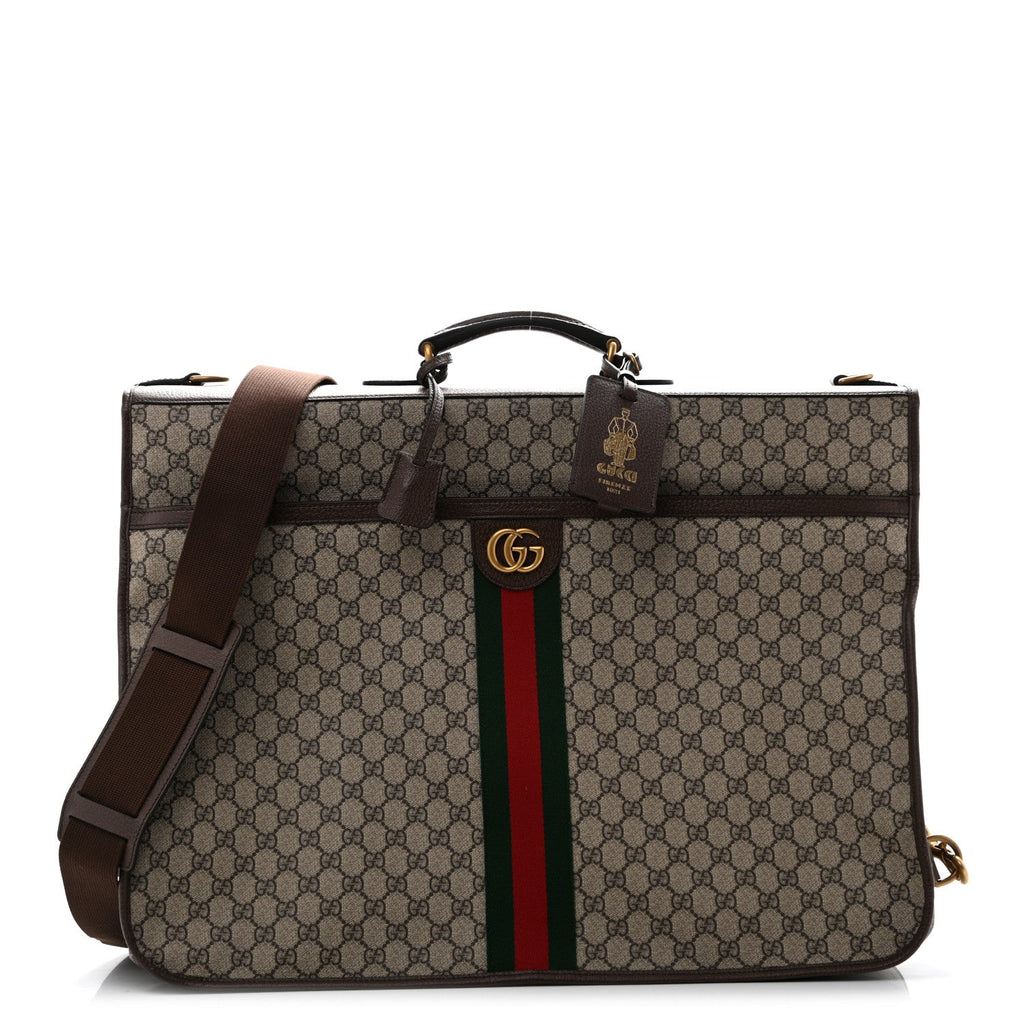 GG Supreme Monogram Textured Dollar Calfskin Web Ophidia Savoy Garment Bag Beige Ebony New Acero wholesalehk.shop