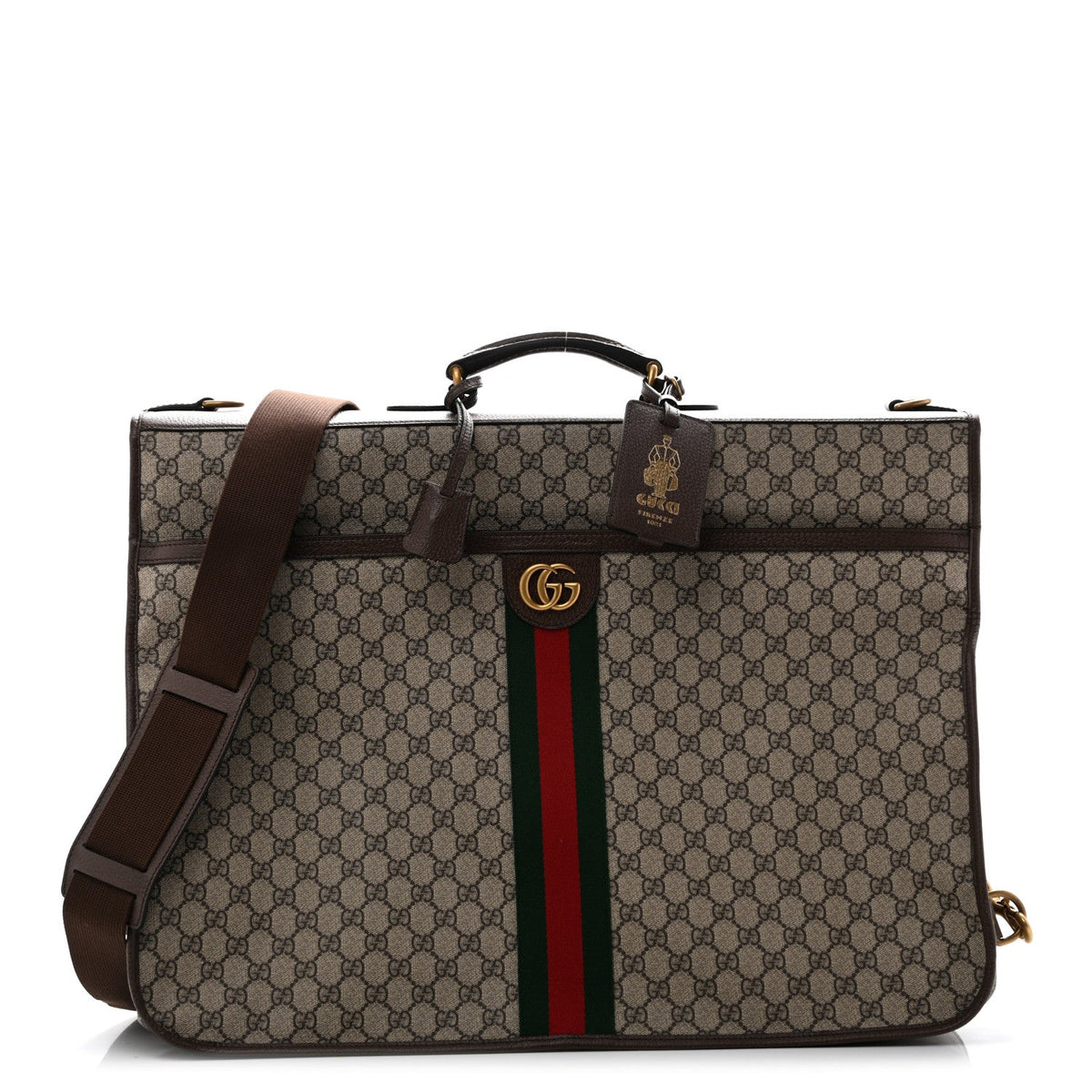 GG Supreme Monogram Textured Dollar Calfskin Web Ophidia Savoy Garment Bag Beige Ebony New Acero wholesalehk.shop
