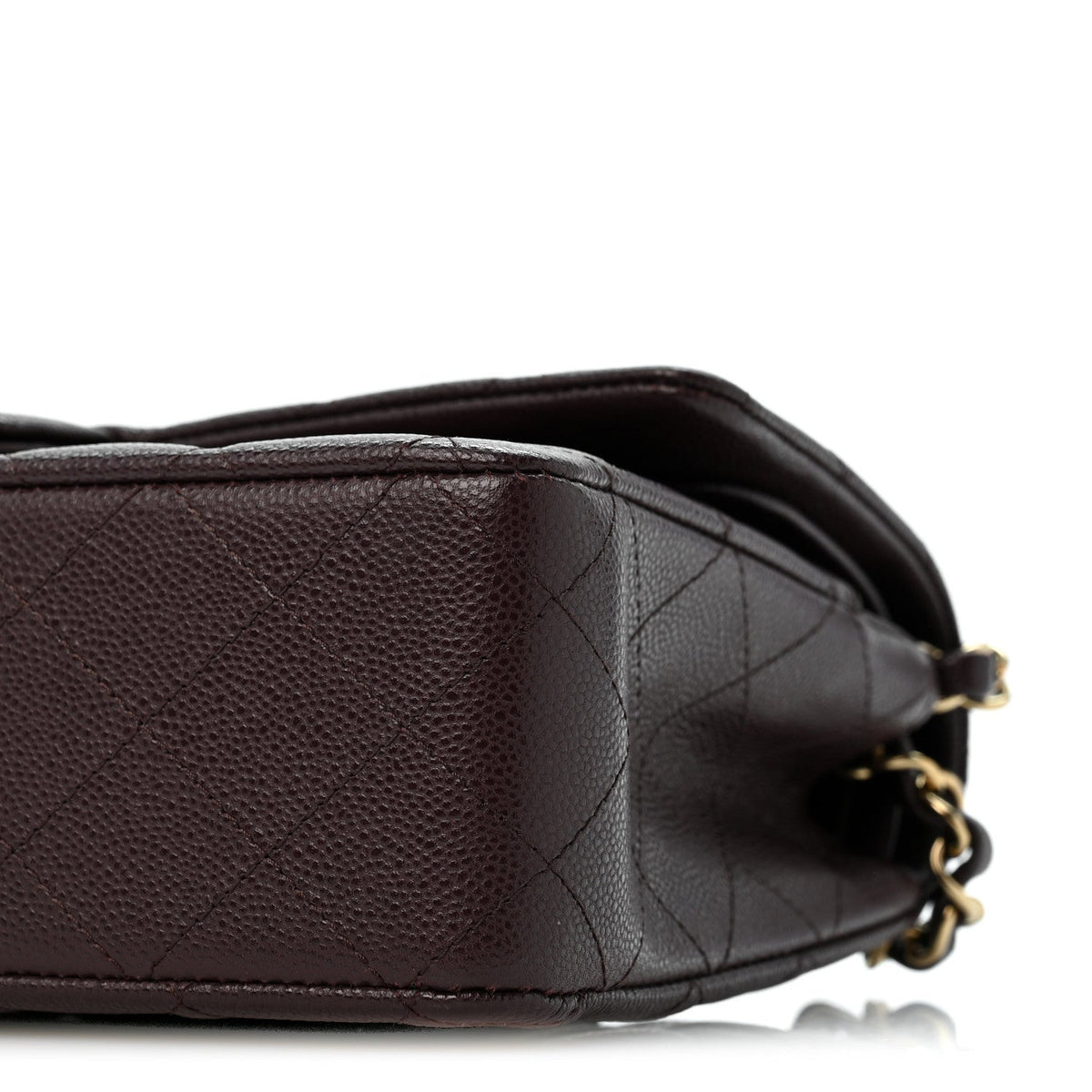 Caviar Quilted Medium Double Flap Dark Brown wholesalehk.shop