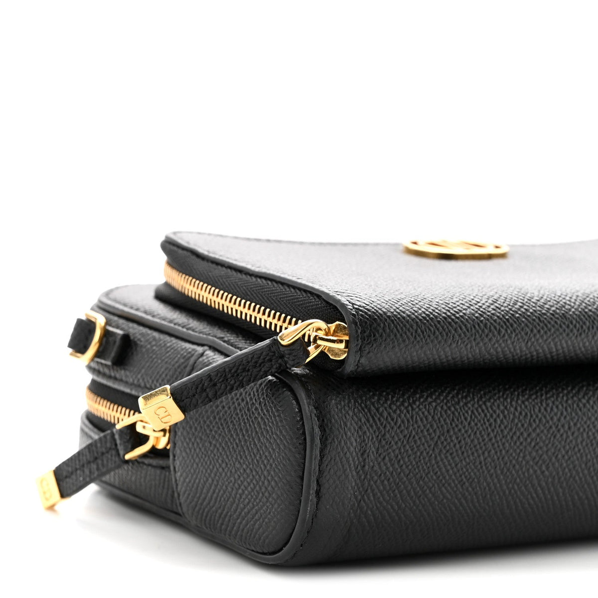 Grained Calfskin Caro Double Pouch Black wholesalehk.shop
