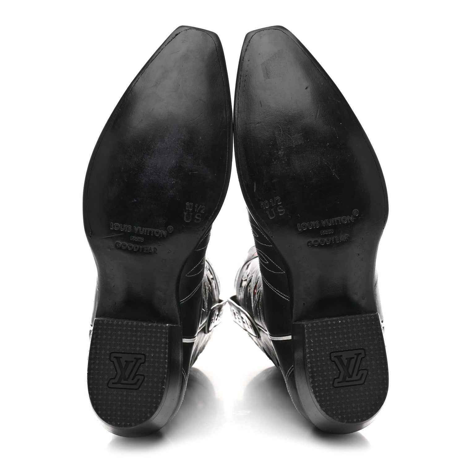 Calfskin LV Texan Mens Rider Boots 10.5 Black Silver £¨ Direct shipment via from wholesalehk.shop