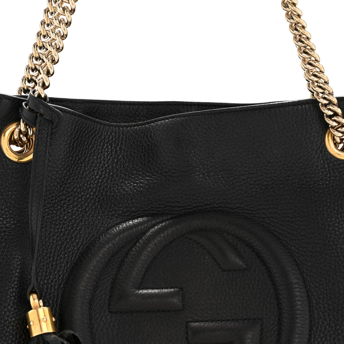 Pebbled Calfskin Medium Soho Chain Shoulder Bag Black wholesalehk.shop