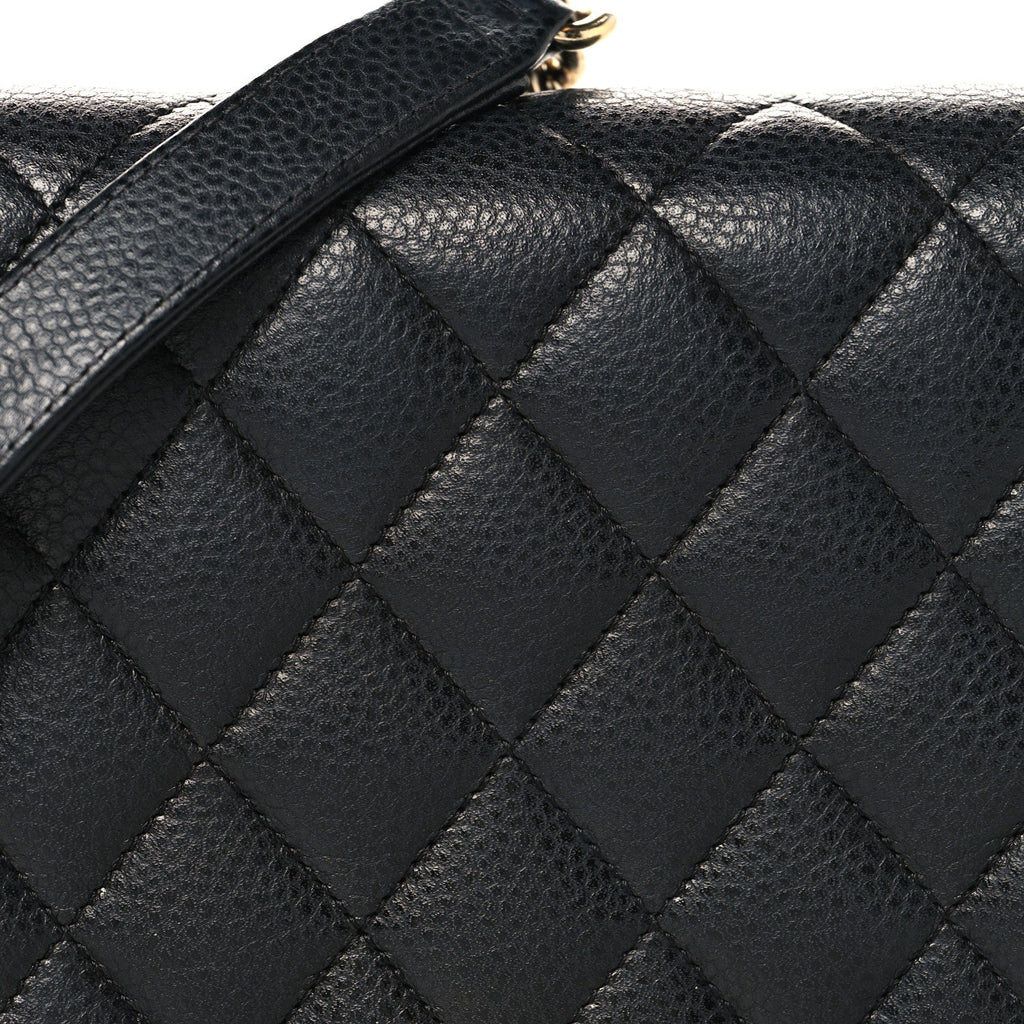 Caviar Quilted Boy Wallet On Chain WOC Black wholesalehk.shop